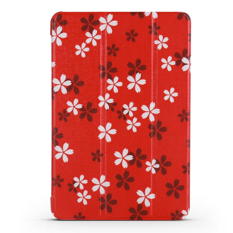 Sakura Pattern Horizontal Flip PU Leather Case for iPad Mini 2019, with Three-folding Holder & Honeycomb TPU Cover