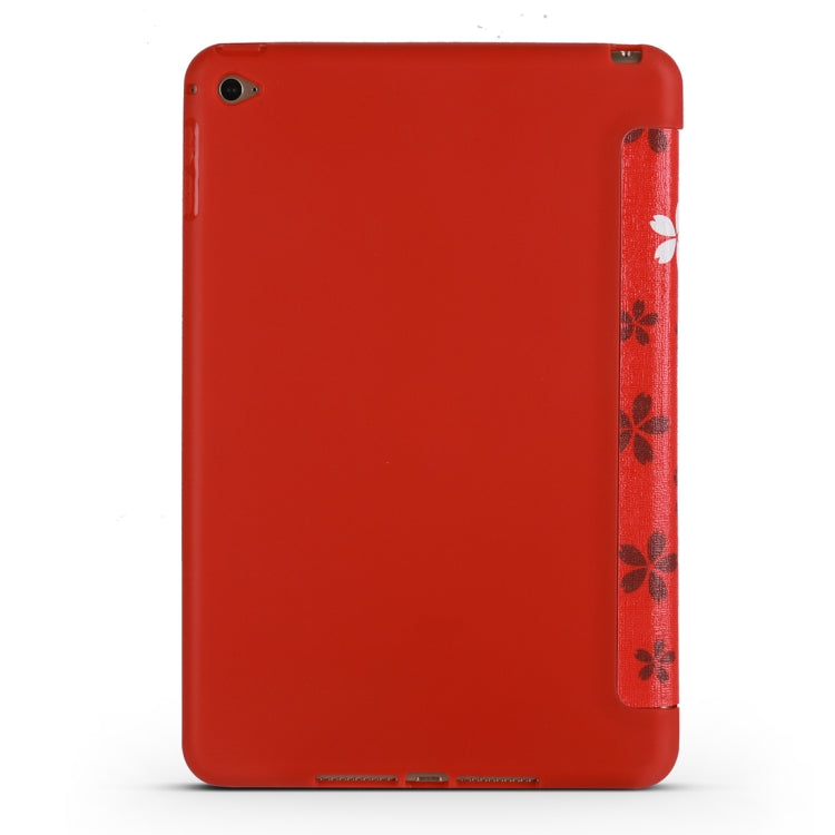 Sakura Pattern Horizontal Flip PU Leather Case for iPad Mini 2019, with Three-folding Holder & Honeycomb TPU Cover