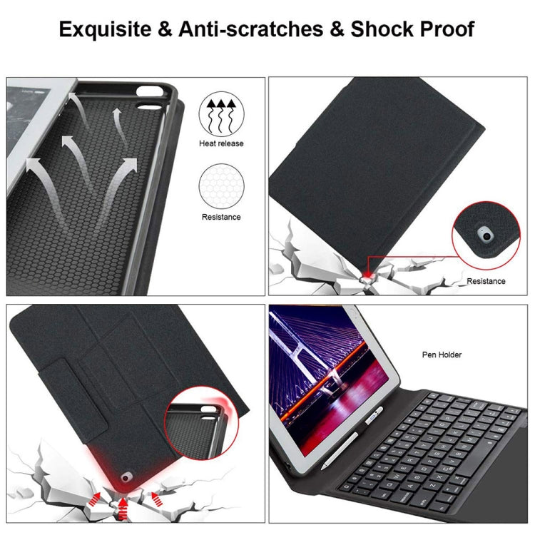 Colored Backlight Bluetooth Keyboard with Leather Flip Tablet Case for iPad 9.7 (2018 / 2017) & Air & Air 2 & Pro 9.7 (Black)