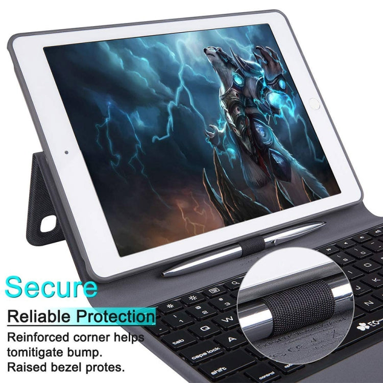 Colored Backlight Bluetooth Keyboard with Leather Flip Tablet Case for iPad 9.7 (2018 / 2017) & Air & Air 2 & Pro 9.7 (Black)