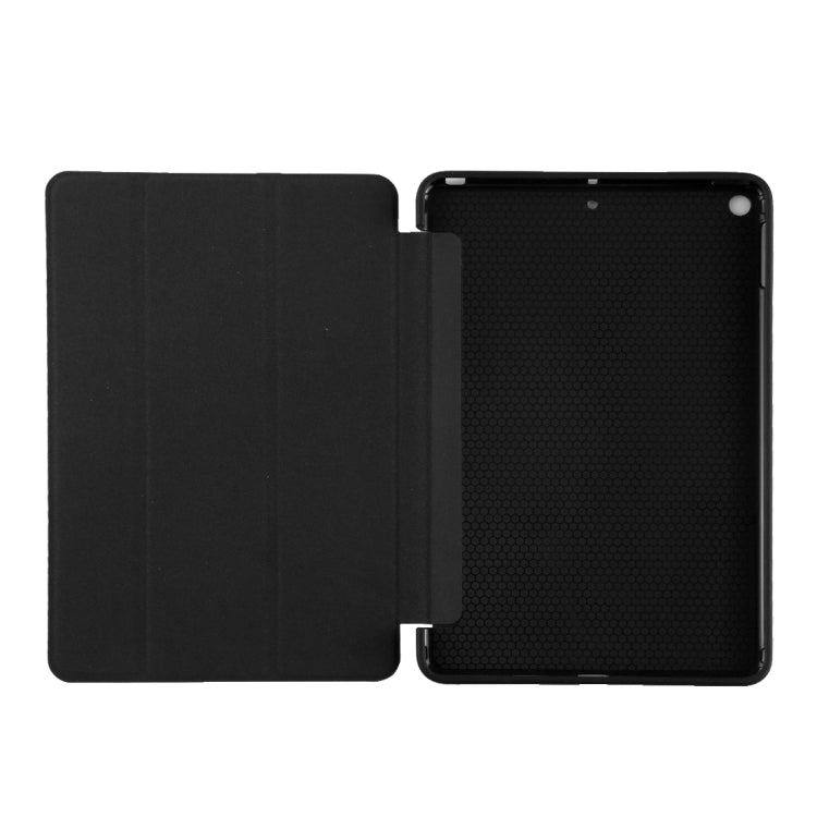 PU Plastic Bottom Case Foldable Deformation Left and Right Flip Leather Case with Three Fold Bracket & Smart Sleep for iPad mini 2019