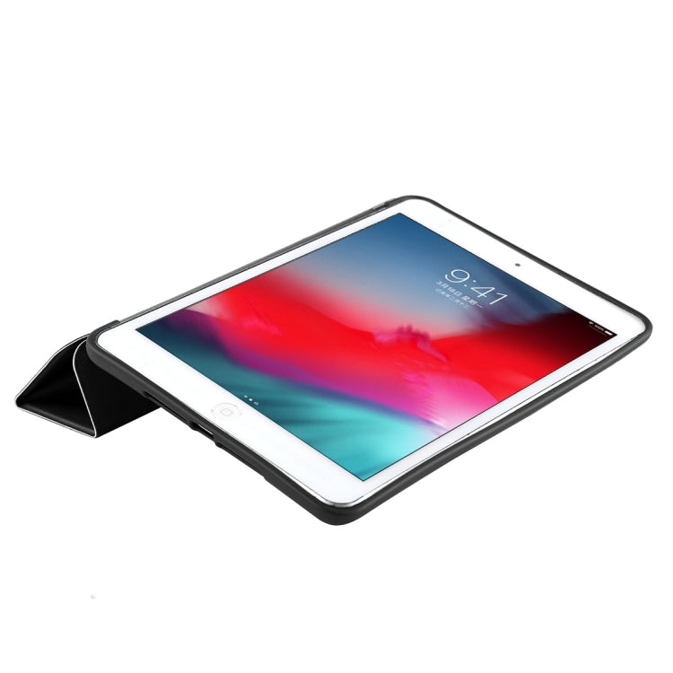 PU Plastic Bottom Case Foldable Deformation Left and Right Flip Leather Case with Three Fold Bracket & Smart Sleep for iPad mini 2019