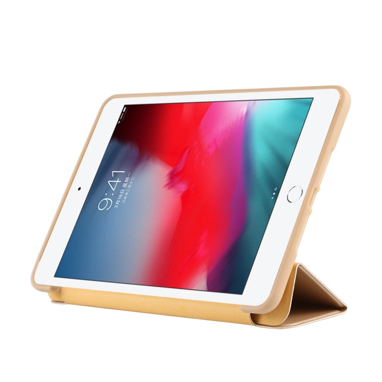 PU Plastic Bottom Case Foldable Deformation Left and Right Flip Leather Case with Three Fold Bracket & Smart Sleep for iPad mini 2019