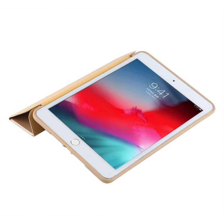 PU Plastic Bottom Case Foldable Deformation Left and Right Flip Leather Case with Three Fold Bracket & Smart Sleep for iPad mini 2019