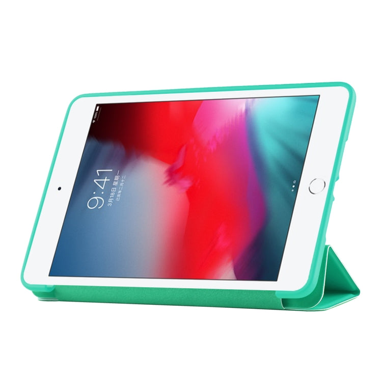 PU Plastic Bottom Case Foldable Deformation Left and Right Flip Leather Case with Three Fold Bracket & Smart Sleep for iPad mini 2019