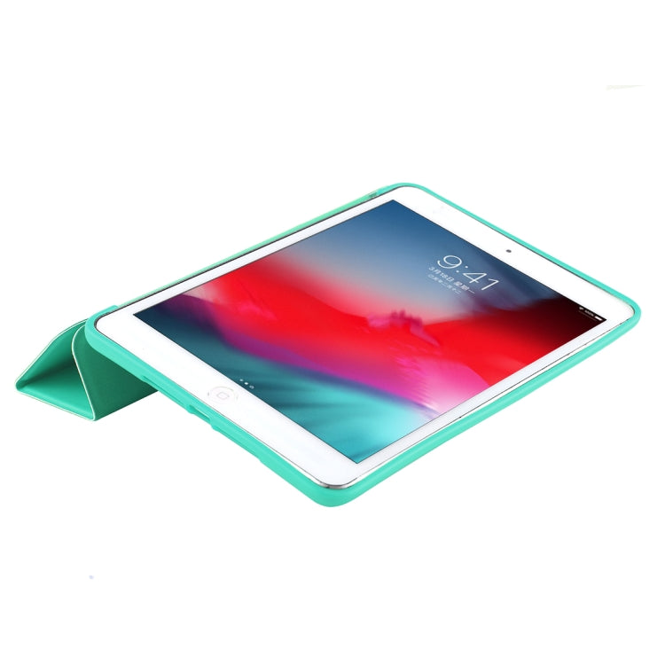 PU Plastic Bottom Case Foldable Deformation Left and Right Flip Leather Case with Three Fold Bracket & Smart Sleep for iPad mini 2019