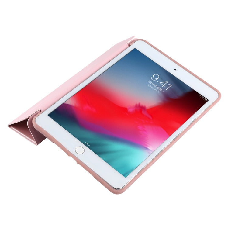 PU Plastic Bottom Case Foldable Deformation Left and Right Flip Leather Case with Three Fold Bracket & Smart Sleep for iPad mini 2019