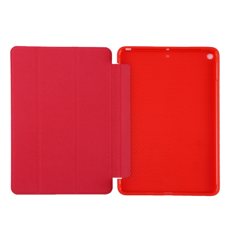 PU Plastic Bottom Case Foldable Deformation Left and Right Flip Leather Case with Three Fold Bracket & Smart Sleep for iPad mini 2019