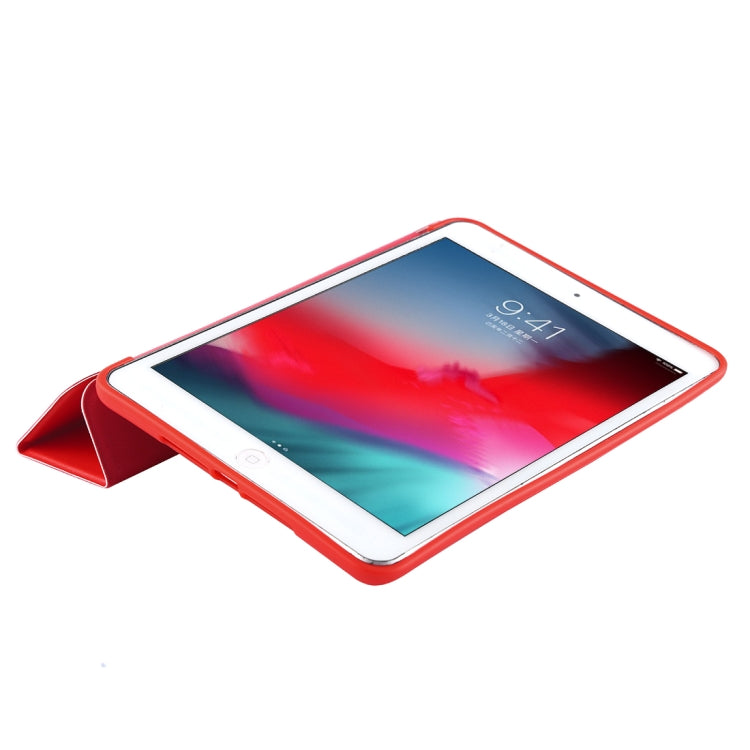 PU Plastic Bottom Case Foldable Deformation Left and Right Flip Leather Case with Three Fold Bracket & Smart Sleep for iPad mini 2019