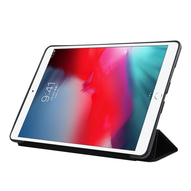 PU Plastic Bottom Case Foldable Deformation Left and Right Flip Leather Case with Three Fold Bracket & Smart Sleep for iPad Air3 2019