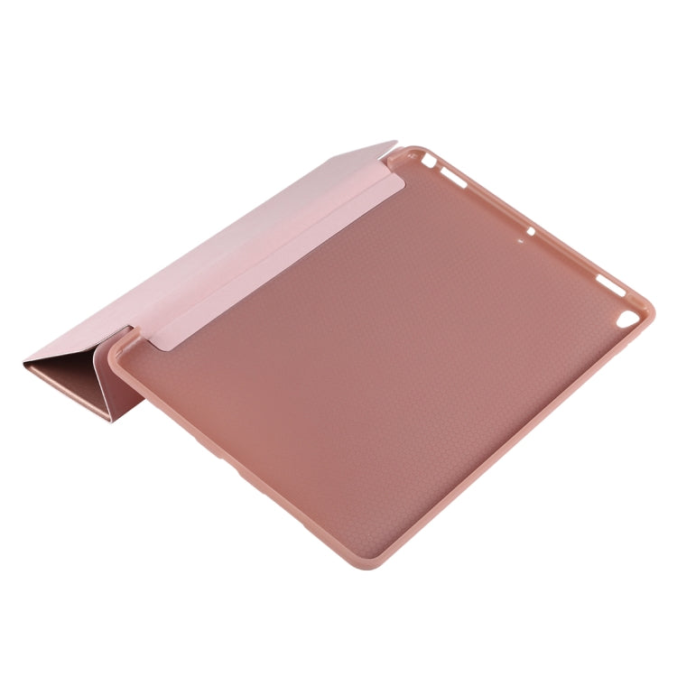 PU Plastic Bottom Case Foldable Deformation Left and Right Flip Leather Case with Three Fold Bracket & Smart Sleep for iPad Air3 2019