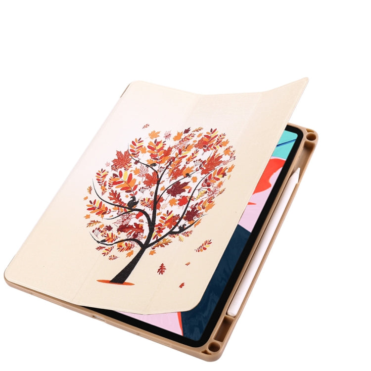 Maple Pattern Horizontal Flip PU Leather Case for iPad Pro 11 (2018), with Three-folding Holder & Pen Slot