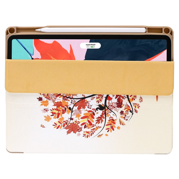 Maple Pattern Horizontal Flip PU Leather Case for iPad Pro 11 (2018), with Three-folding Holder & Pen Slot