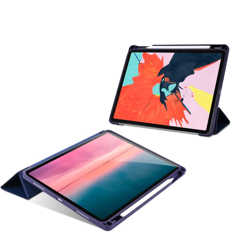 Blue Tree Pattern Horizontal Flip PU Leather Case for iPad Pro 11 (2018), with Three-folding Holder & Pen Slot