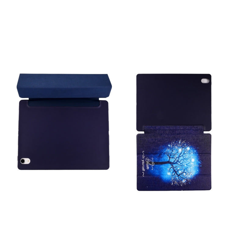Blue Tree Pattern Horizontal Flip PU Leather Case for iPad Pro 11 (2018), with Three-folding Holder & Pen Slot