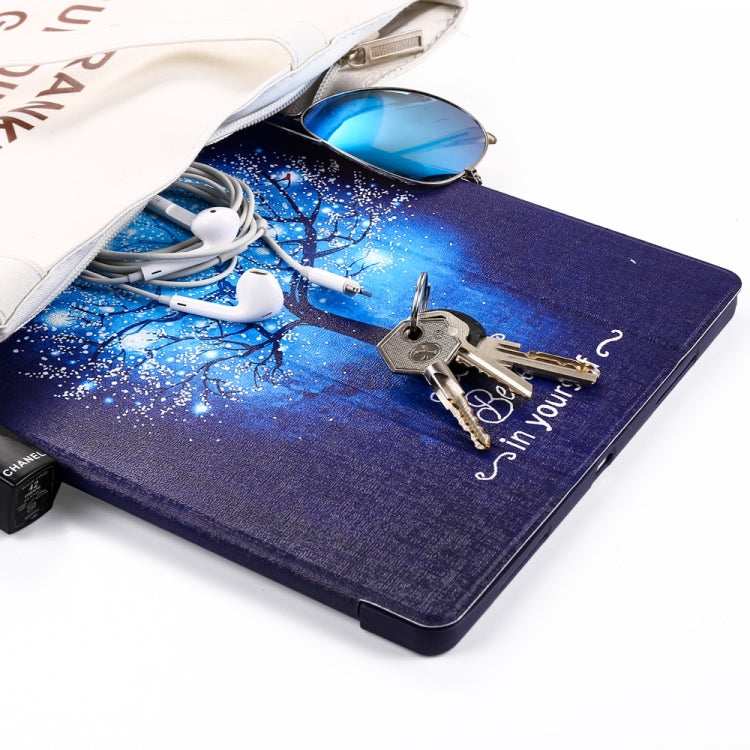 Blue Tree Pattern Horizontal Flip PU Leather Case for iPad Pro 11 (2018), with Three-folding Holder & Pen Slot