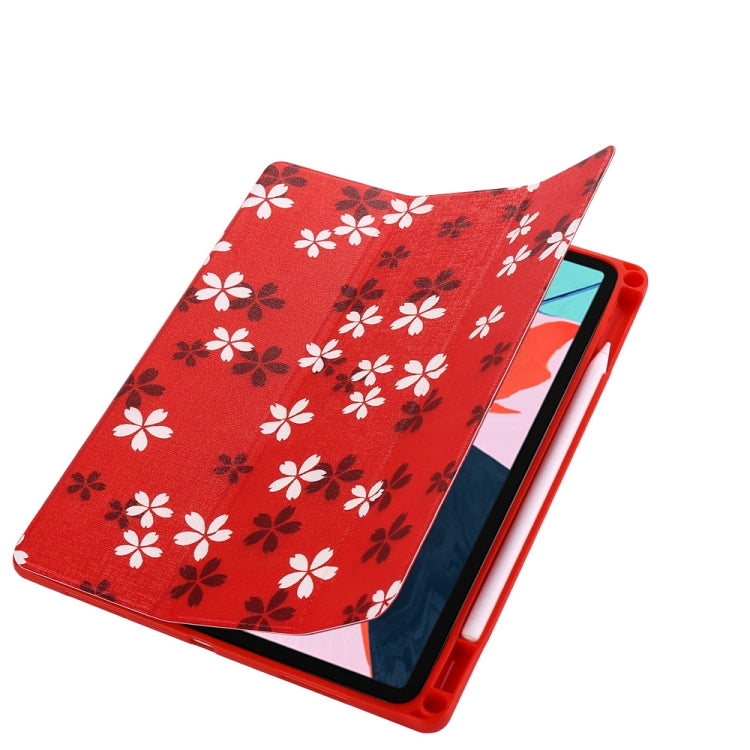 Sakura Pattern Horizontal Flip PU Leather Case for iPad Pro 11 (2018), with Three-folding Holder & Pen Slot
