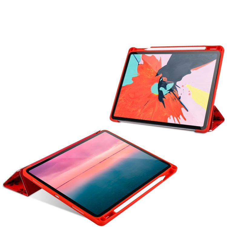 Sakura Pattern Horizontal Flip PU Leather Case for iPad Pro 11 (2018), with Three-folding Holder & Pen Slot