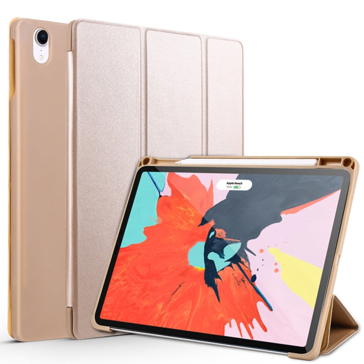 Honeycomb TPU Cover Horizontal Flip PU Leather Case for iPad Pro 11 (2018), with Three-folding Holder & Pen Slot
