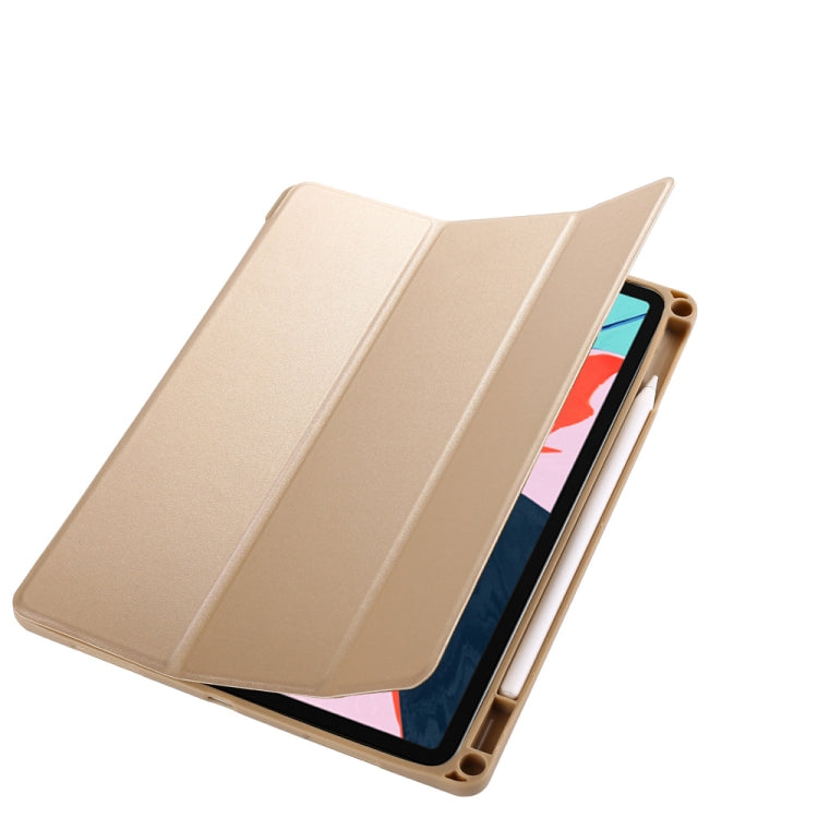 Honeycomb TPU Cover Horizontal Flip PU Leather Case for iPad Pro 11 (2018), with Three-folding Holder & Pen Slot