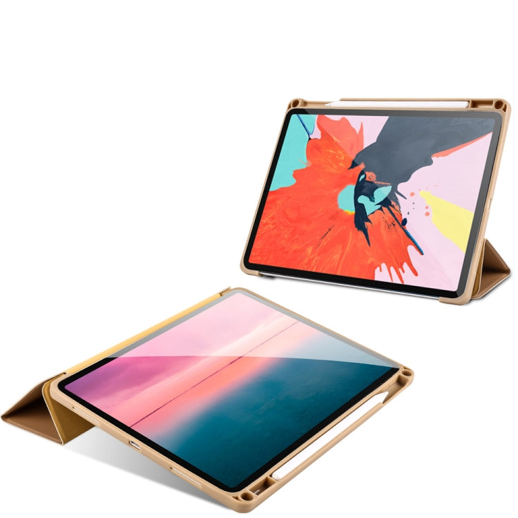 Honeycomb TPU Cover Horizontal Flip PU Leather Case for iPad Pro 11 (2018), with Three-folding Holder & Pen Slot