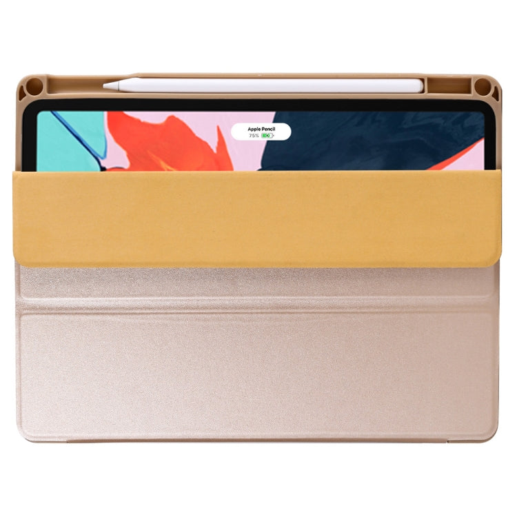 Honeycomb TPU Cover Horizontal Flip PU Leather Case for iPad Pro 11 (2018), with Three-folding Holder & Pen Slot
