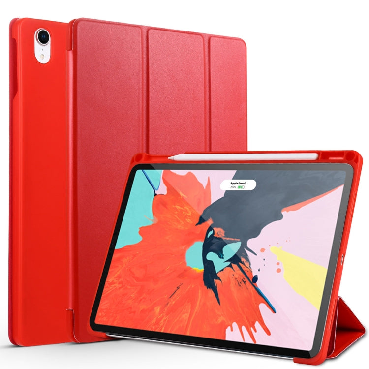 Honeycomb TPU Cover Horizontal Flip PU Leather Case for iPad Pro 11 (2018), with Three-folding Holder & Pen Slot