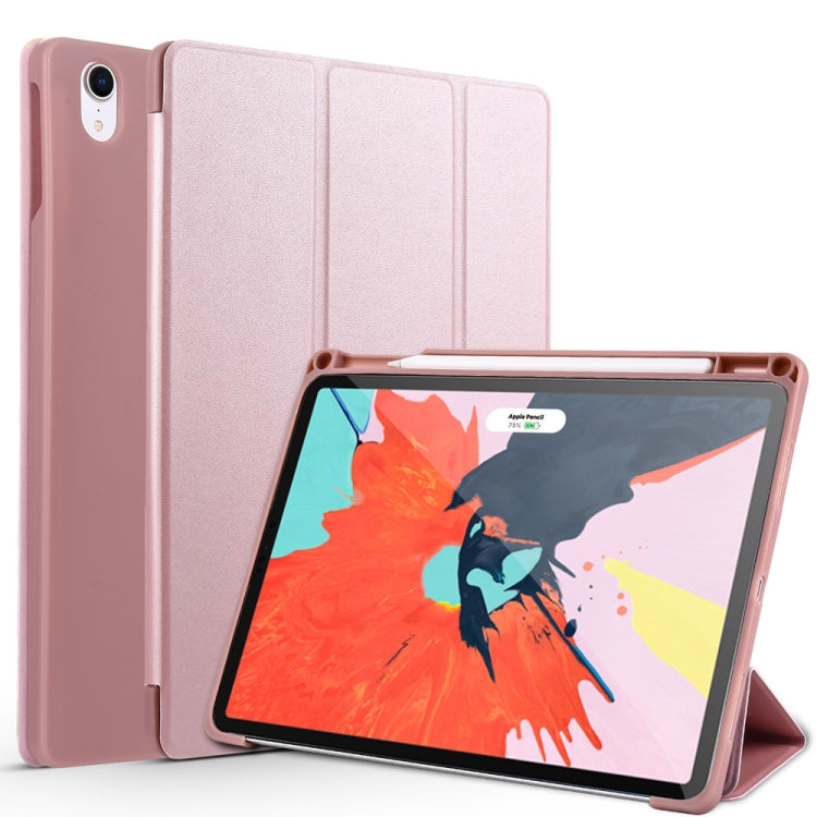 Honeycomb TPU Cover Horizontal Flip PU Leather Case for iPad Pro 11 (2018), with Three-folding Holder & Pen Slot