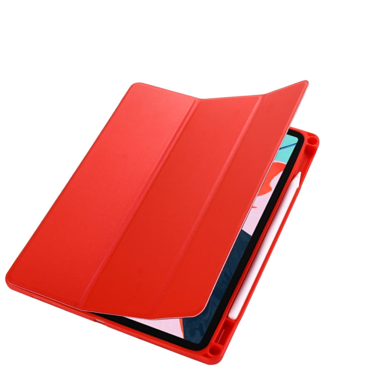 Honeycomb TPU Cover Horizontal Flip PU Leather Case for iPad Pro 11 (2018), with Three-folding Holder & Pen Slot