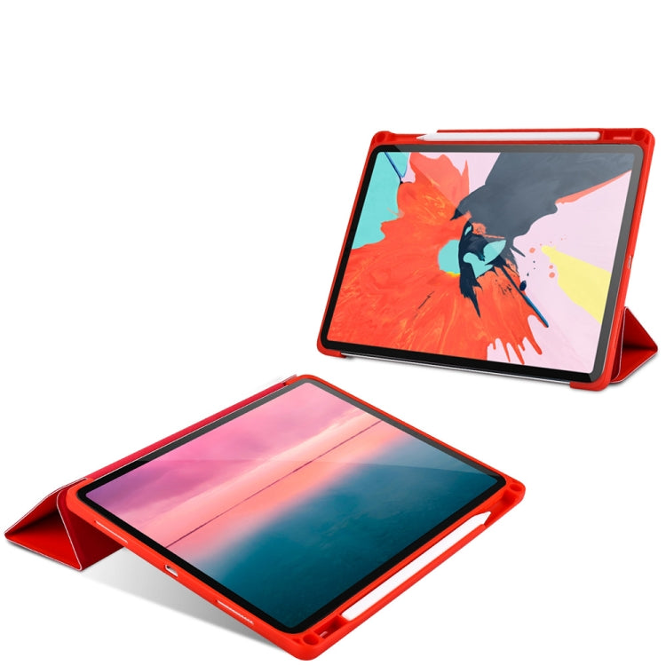 Honeycomb TPU Cover Horizontal Flip PU Leather Case for iPad Pro 11 (2018), with Three-folding Holder & Pen Slot