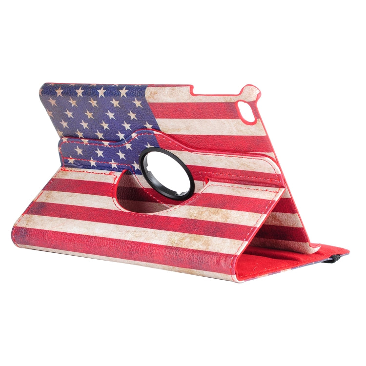 American Flag Pattern Horizontal Flip 360 Degrees Rotation Leather Case for iPad Mini 2019, with Holder & Sleep / Wake-up Function