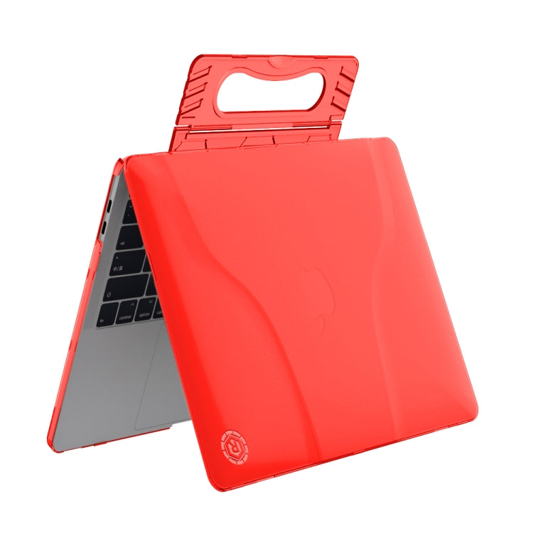 Multi-function Ultra-thin Translucent Heat Dissipation Laptop PC Protective Case for MacBook Pro 13.3 inch, with Holder & Handle & Slip-resistant Feet