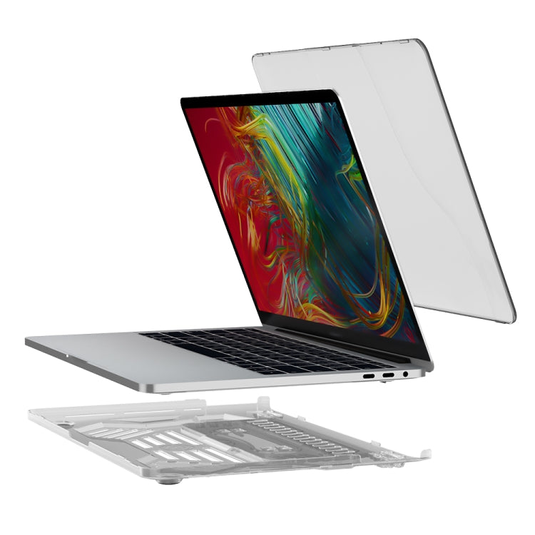 Multi-function Ultra-thin Translucent Heat Dissipation Laptop PC Protective Case for MacBook Pro 13.3 inch, with Holder & Handle & Slip-resistant Feet