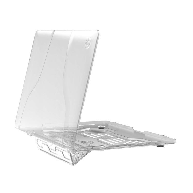 Multi-function Ultra-thin Translucent Heat Dissipation Laptop PC Protective Case for MacBook Pro 13.3 inch, with Holder & Handle & Slip-resistant Feet