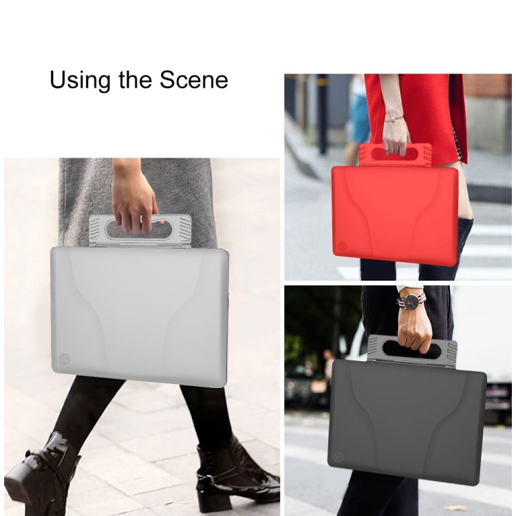 Multi-function Ultra-thin Translucent Heat Dissipation Laptop PC Protective Case for MacBook Pro 13.3 inch, with Holder & Handle & Slip-resistant Feet