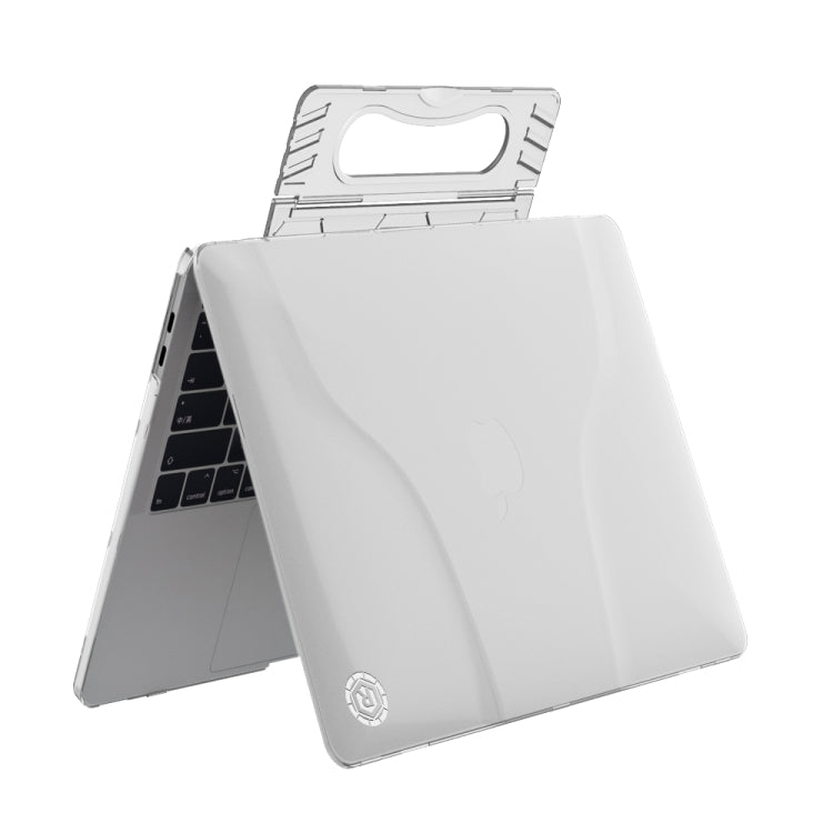 Multi-function Ultra-thin Translucent Heat Dissipation Laptop PC Protective Case for MacBook Pro 13.3 inch, with Holder & Handle & Slip-resistant Feet