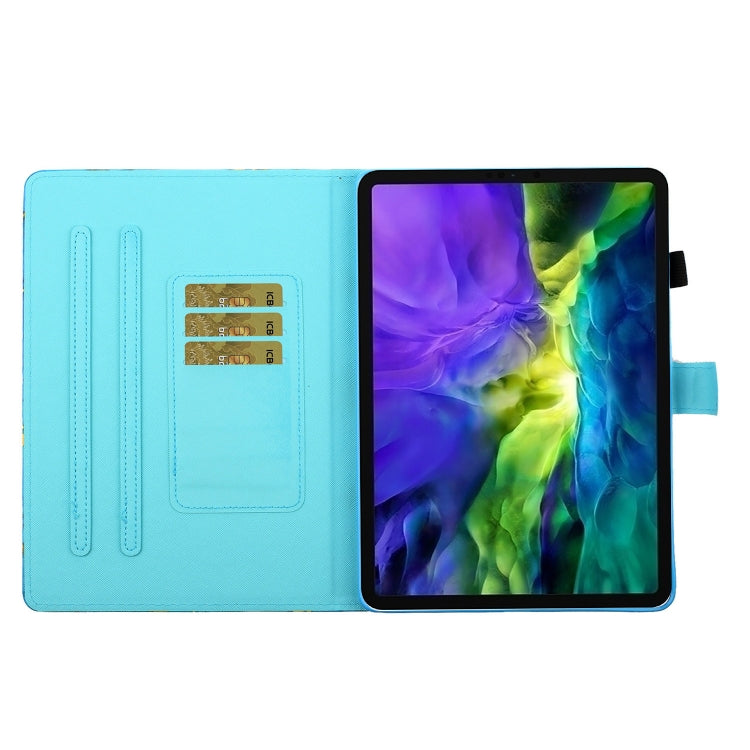 For iPad 11 Pro (2020) Painted Flower Totem Car Line TPU Horizontal Flip Leather Tablet Case with Holder & Card Slot & Sleep / Wake-up Function
