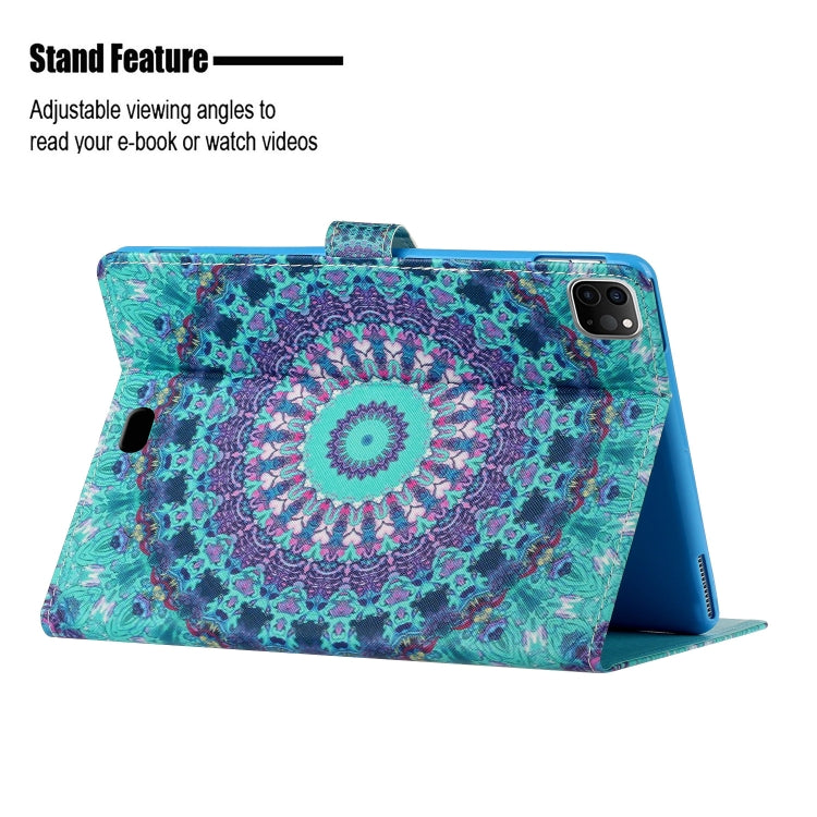 For iPad 11 Pro (2020) Painted Flower Totem Car Line TPU Horizontal Flip Leather Tablet Case with Holder & Card Slot & Sleep / Wake-up Function