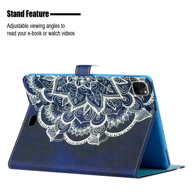 For iPad 11 Pro (2020) Painted Flower Totem Car Line TPU Horizontal Flip Leather Tablet Case with Holder & Card Slot & Sleep / Wake-up Function