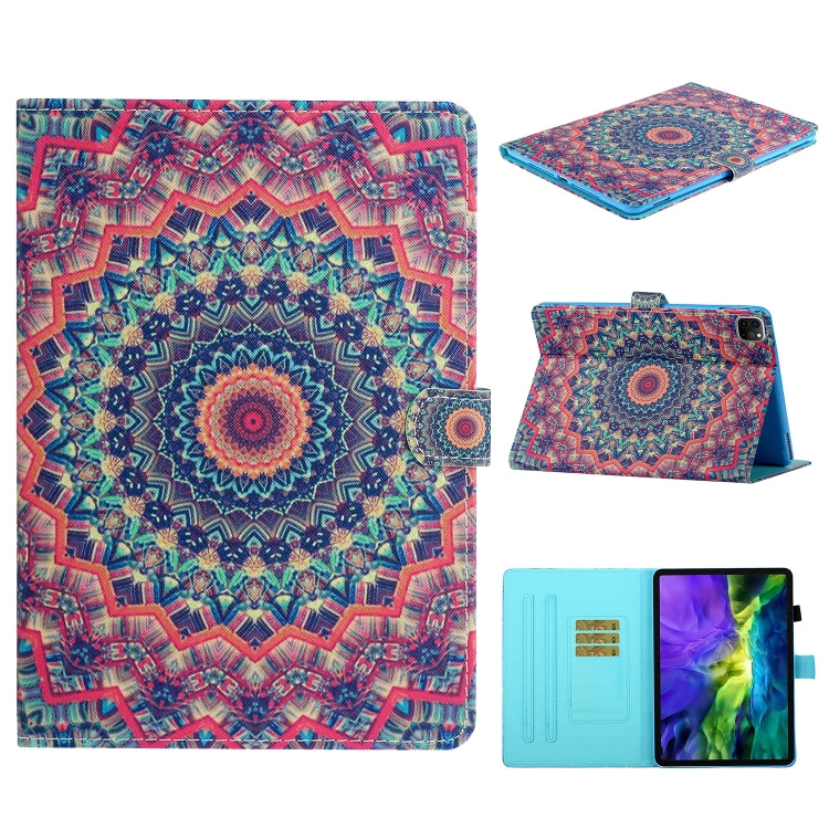 For iPad 11 Pro (2020) Painted Flower Totem Car Line TPU Horizontal Flip Leather Tablet Case with Holder & Card Slot & Sleep / Wake-up Function