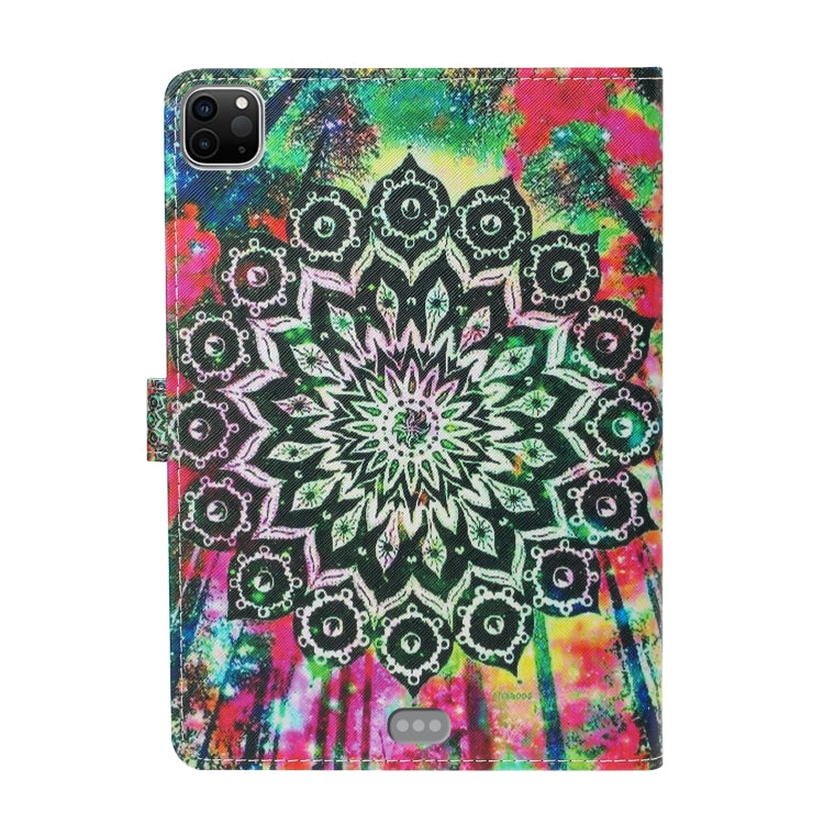 For iPad 11 Pro (2020) Painted Flower Totem Car Line TPU Horizontal Flip Leather Tablet Case with Holder & Card Slot & Sleep / Wake-up Function
