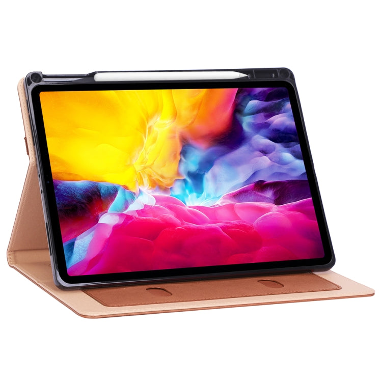 For iPad Pro 11 (2020) Retro Texture PU + TPU Horizontal Flip Leather Tablet Case with Holder & Card Slots & Hand Strap