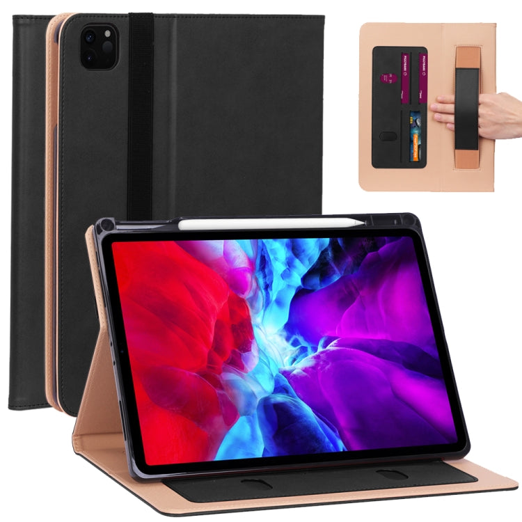 For iPad Pro 12.9 (2020) Retro Texture PU + TPU Horizontal Flip Leather Tablet Case with Holder & Card Slots & Hand Strap