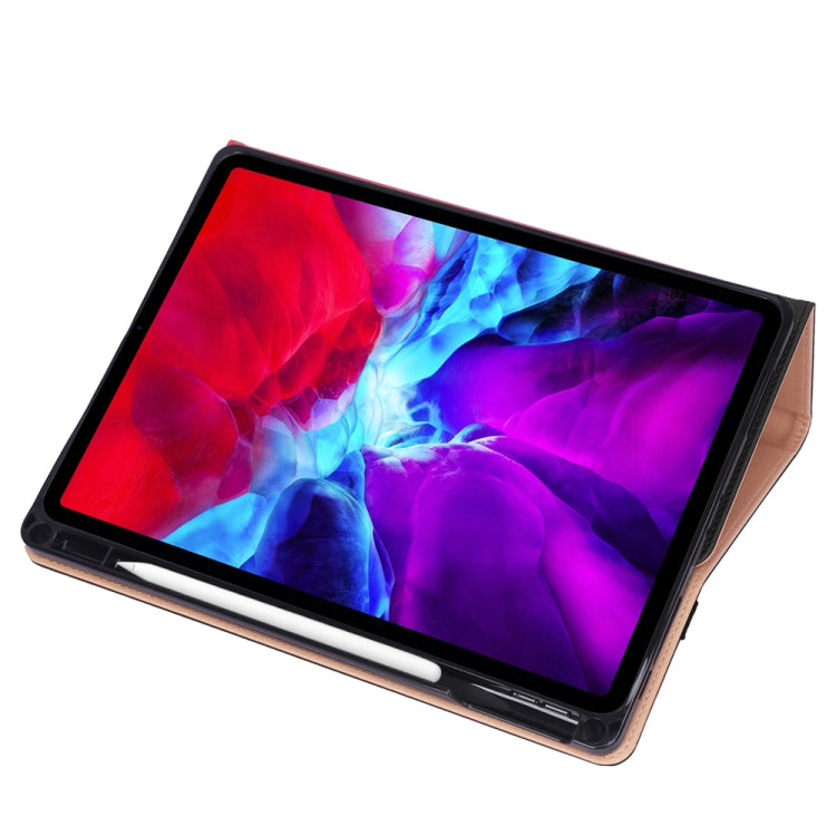 For iPad Pro 12.9 (2020) Retro Texture PU + TPU Horizontal Flip Leather Tablet Case with Holder & Card Slots & Hand Strap