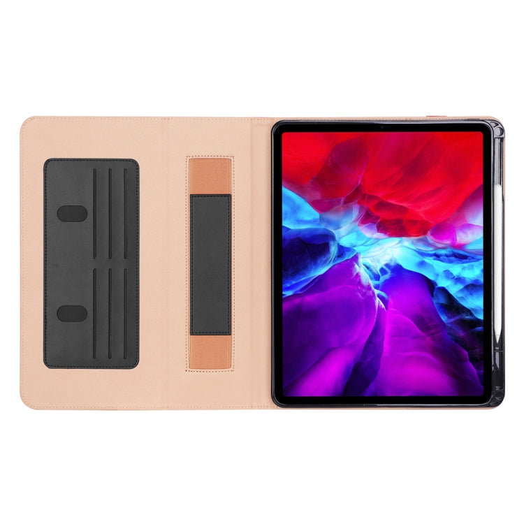 For iPad Pro 12.9 (2020) Retro Texture PU + TPU Horizontal Flip Leather Tablet Case with Holder & Card Slots & Hand Strap