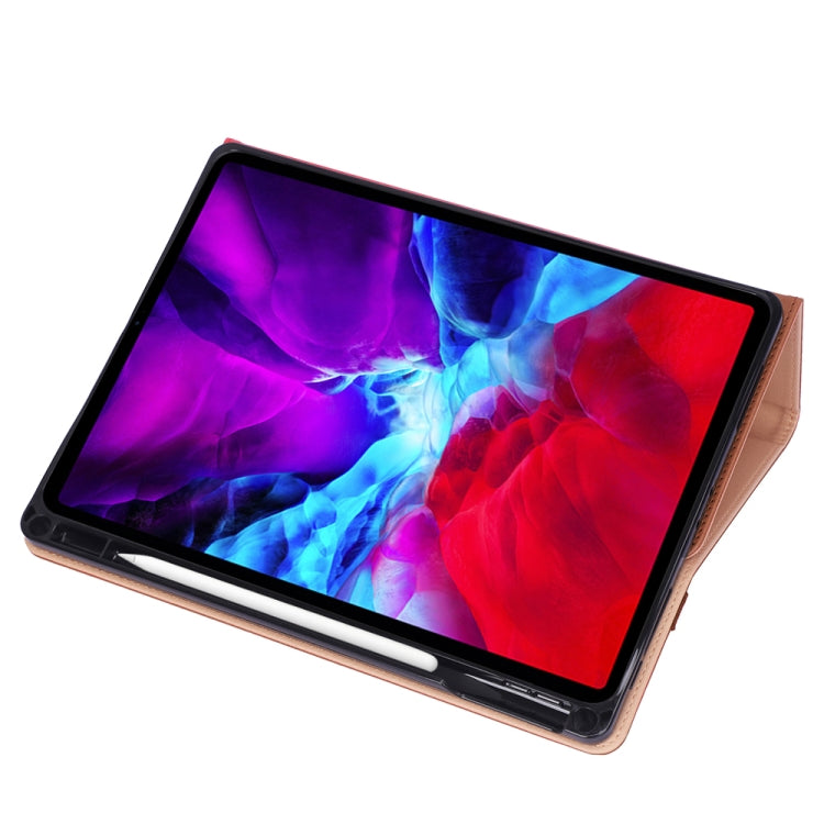 For iPad Pro 12.9 (2020) Retro Texture PU + TPU Horizontal Flip Leather Tablet Case with Holder & Card Slots & Hand Strap