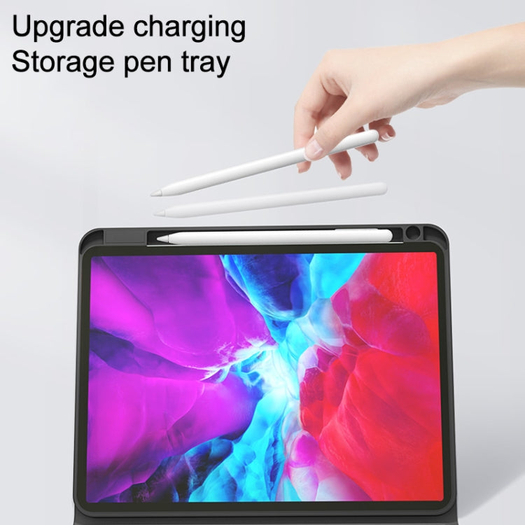 CM-102D Fabric TPU Ultra-thin Integrated Bluetooth Keyboard Leather Tablet Case with Pen Slot & Touchpad & 7-color Backlight for iPad 10.2 inch 2019