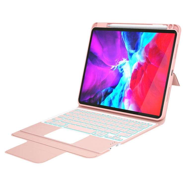 CM-102D Fabric TPU Ultra-thin Integrated Bluetooth Keyboard Leather Tablet Case with Pen Slot & Touchpad & 7-color Backlight for iPad 10.2 inch 2019