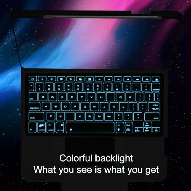 CM-102D Fabric TPU Ultra-thin Integrated Bluetooth Keyboard Leather Tablet Case with Pen Slot & Touchpad & 7-color Backlight for iPad 10.2 inch 2019