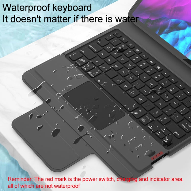 CM-102D Fabric TPU Ultra-thin Integrated Bluetooth Keyboard Leather Tablet Case with Pen Slot & Touchpad & 7-color Backlight for iPad 10.2 inch 2019